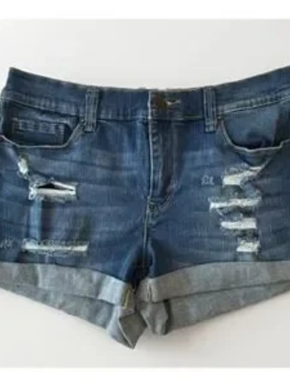 Mudd Women's Distressed Cuffed Denim Shorts Tag Size 9 measures 29x2.5